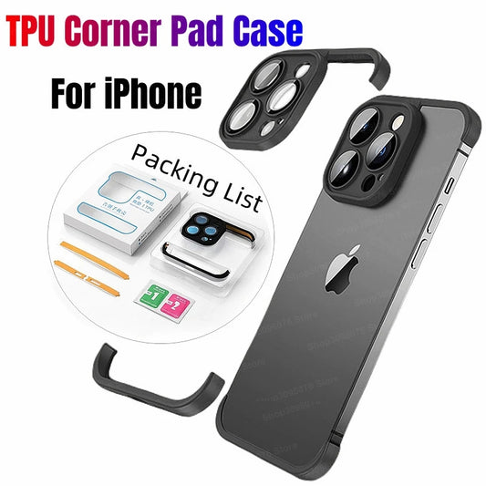 Discount Lens Protector Corner Pad Case For iPhone 14 Pro Max 14Plus 100% Real Bare TPU Silicone Cover For iPhone 12 15 16 Pro Max Cover sale