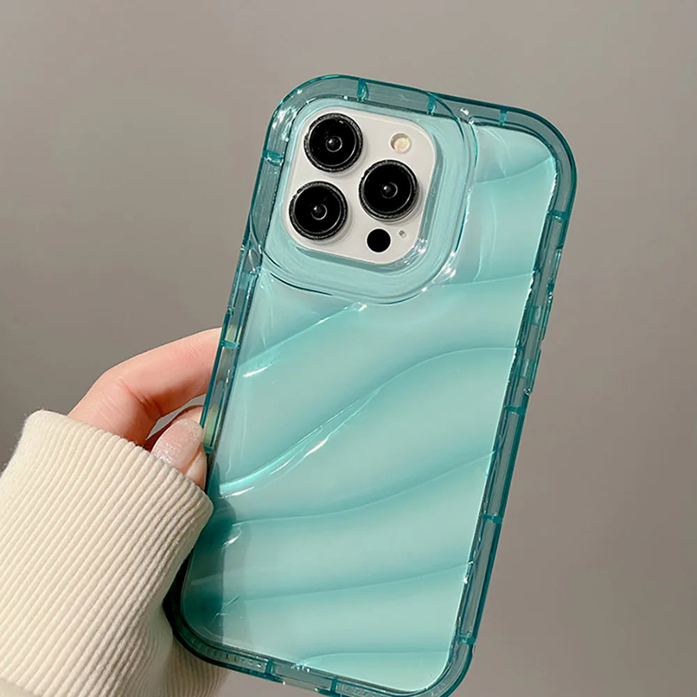 Airbag Phone Case For iPhone 11 Case iPhone 13 16 14 12 15 Pro Max XS XR X 7 8 Plus SE Shockproof Bumper Soft Clear Wavy Cover