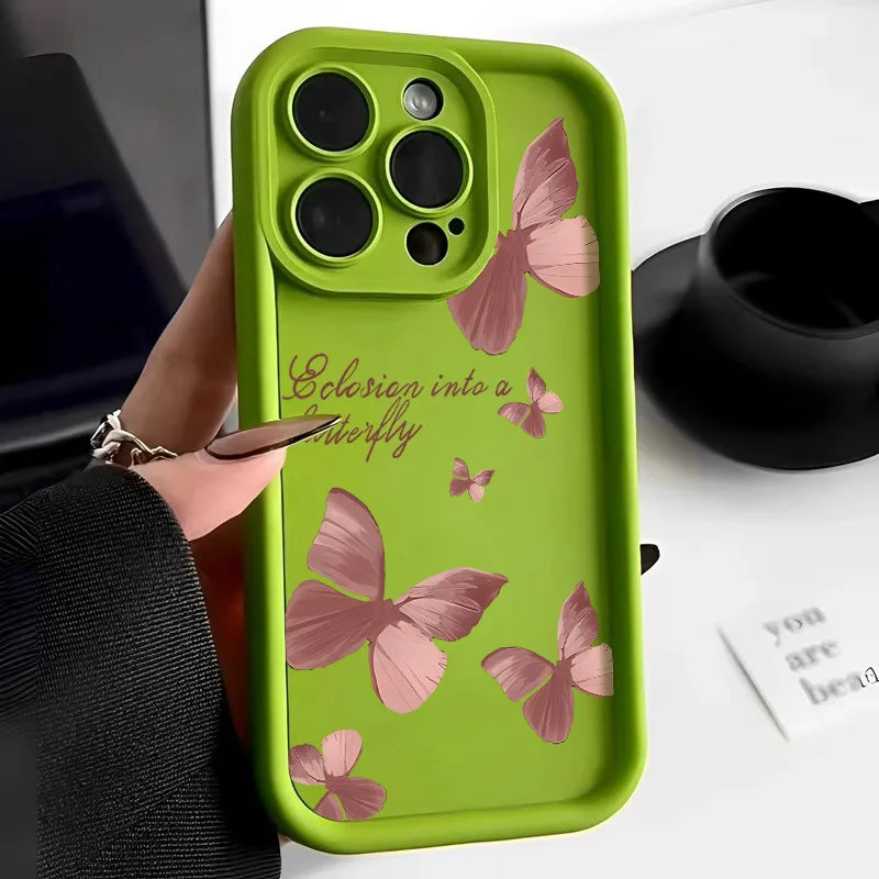 Liquid Silicone Case For iPhone 11 Case iPhone 15 12 13 14 16 Pro Max 7 8 Plus XS X XR SE 2020 2022 Butterfly Shockproof Cover