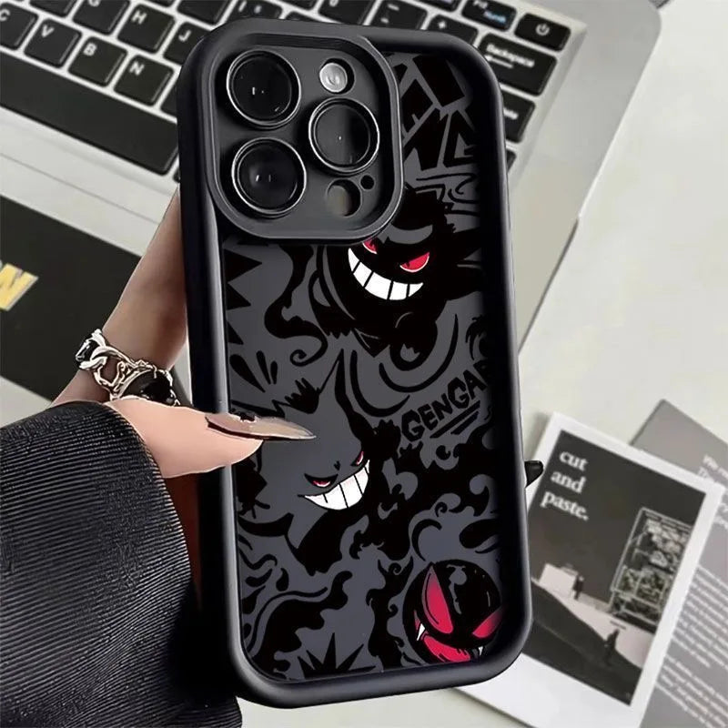 Pokemon Gengar Phone Case for iPhone 15 14 13 12 Mini 11 Pro Max XS X XR 8 7 6S 6 Plus SE 2020 Liquid Silicone Shockproof Cover