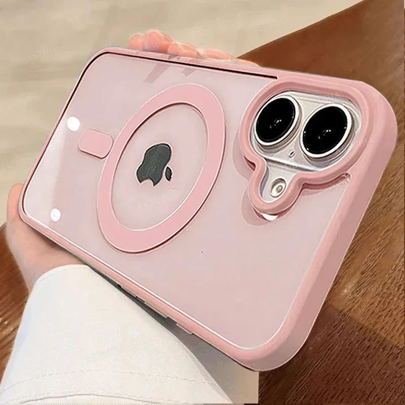 Discount Luxury Acrylic Magsafe Magnetic Clear Case For iPhone 16 15 14 13 12 11 Pro Max 16 Plus Wireless Charge Girls Pink Hard PC Cover sale