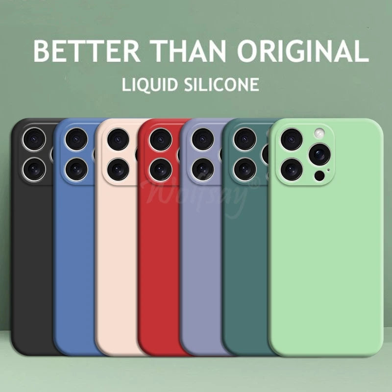 Discount For iPhone 16 Pro Max Case Liquid Silicone Original Plain Rubber TPU Protector Case For iPhone 16 Pro Max Cover TPU Shockproof sale