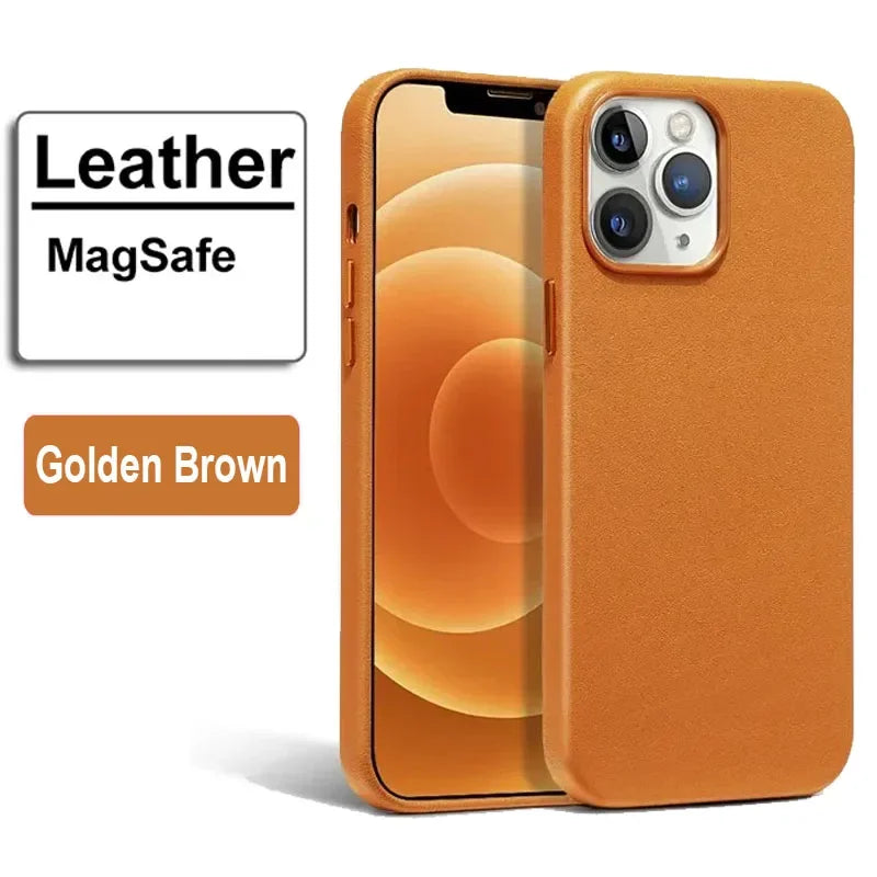 Official MagSafe Leather Case for Apple iPhone 16 Pro Max 13 12 14 15 Plus Original Strong MacSafe Magnetic Cover Accessories